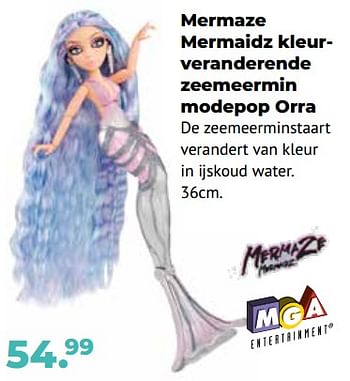 Aanbiedingen Mermaze mermaidz kleurveranderende zeemeermin modepop orra - MGA Entertainment - Geldig van 10/10/2022 tot 06/12/2022 bij Multi Bazar