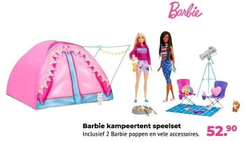 Aanbiedingen Barbie kampeertent speelset - Mattel - Geldig van 10/10/2022 tot 06/12/2022 bij Multi Bazar