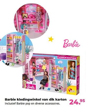 Aanbiedingen Barbie kledingwinkel van dik karton - Mattel - Geldig van 10/10/2022 tot 06/12/2022 bij Multi Bazar