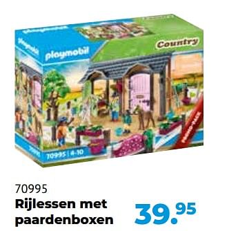 Aanbiedingen 70995 rijlessen met paardenboxen - Playmobil - Geldig van 10/10/2022 tot 06/12/2022 bij Multi Bazar