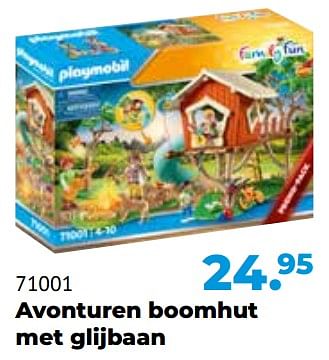 Aanbiedingen 71001 avonturen boomhut met glijbaan - Playmobil - Geldig van 10/10/2022 tot 06/12/2022 bij Multi Bazar