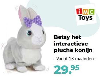 Aanbiedingen Betsy het interactieve pluche konijn - IMC Toys - Geldig van 10/10/2022 tot 06/12/2022 bij Multi Bazar