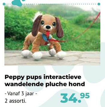 Aanbiedingen Peppy pups interactieve wandelende pluche hond - Peppy Pups - Geldig van 10/10/2022 tot 06/12/2022 bij Multi Bazar