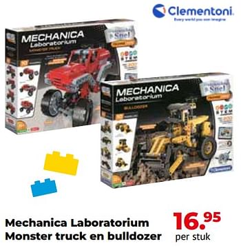 Aanbiedingen Mechanica laboratorium monster truck en bulldozer - Clementoni - Geldig van 10/10/2022 tot 06/12/2022 bij Multi Bazar