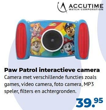 Aanbiedingen Accutime paw patrol interactieve camera - Accutime - Geldig van 10/10/2022 tot 06/12/2022 bij Multi Bazar