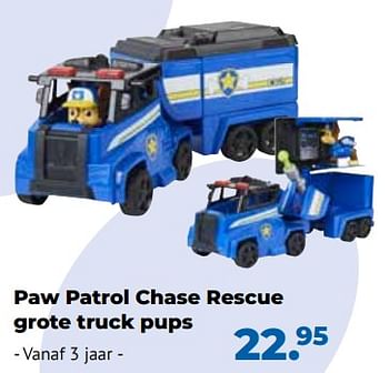 Aanbiedingen Paw patrol chase rescue grote truck pups - Spin Master - Geldig van 10/10/2022 tot 06/12/2022 bij Multi Bazar
