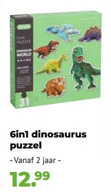 Aanbiedingen 6in1 dinosaurus puzzel - Huismerk - Multi Bazar - Geldig van 10/10/2022 tot 06/12/2022 bij Multi Bazar