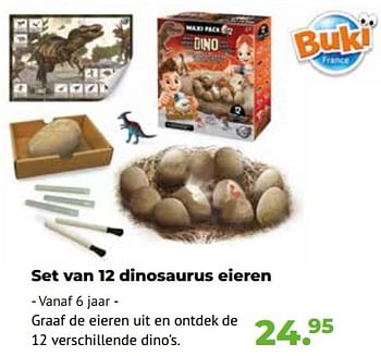 Aanbiedingen Set van 12 dinosaurus eieren - Buki - Geldig van 10/10/2022 tot 06/12/2022 bij Multi Bazar