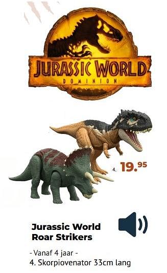 Aanbiedingen Jurassic world roar strikers skorpiovenator - Mattel - Geldig van 10/10/2022 tot 06/12/2022 bij Multi Bazar