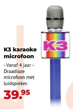 Aanbiedingen K3 karaoke microfoon - Studio 100 - Geldig van 10/10/2022 tot 06/12/2022 bij Multi Bazar