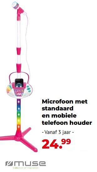 Aanbiedingen Microfoon met standaard en mobiele telefoon houder - Huismerk - Multi Bazar - Geldig van 10/10/2022 tot 06/12/2022 bij Multi Bazar