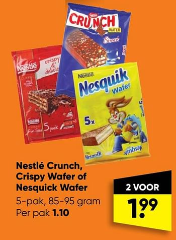 Aanbiedingen Nestlé crunch crispy wafer of nesquick wafer - Nestlé - Geldig van 10/10/2022 tot 23/10/2022 bij Big Bazar