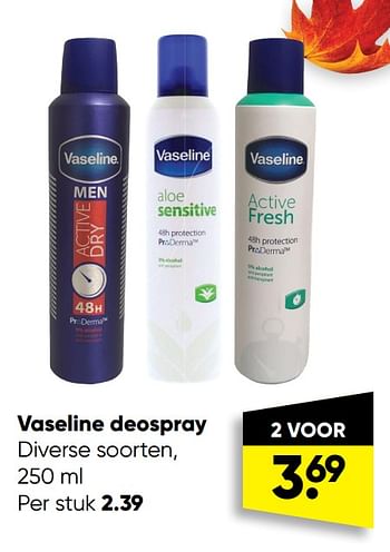 Aanbiedingen Vaseline deospray - Vaseline  - Geldig van 10/10/2022 tot 23/10/2022 bij Big Bazar