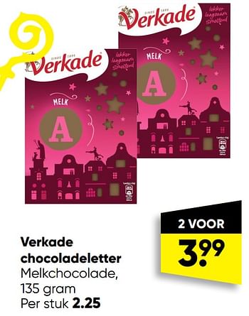 Aanbiedingen Verkade chocoladeletter - Verkade - Geldig van 10/10/2022 tot 23/10/2022 bij Big Bazar