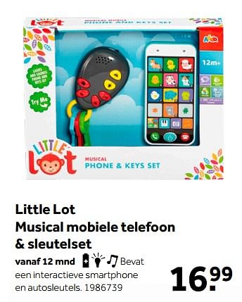 Aanbiedingen Little lot musical mobiele telefoon + sleutelset - Addo - Geldig van 01/10/2022 tot 05/12/2022 bij Intertoys