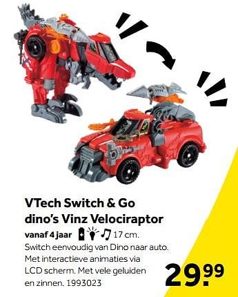 Aanbiedingen Vtech switch + go dino’s vinz velociraptor - Vtech - Geldig van 01/10/2022 tot 05/12/2022 bij Intertoys