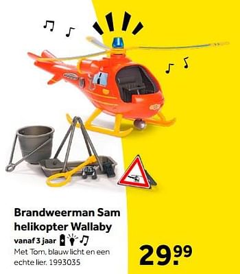 Aanbiedingen Brandweerman sam helikopter wallaby - Simba - Geldig van 01/10/2022 tot 05/12/2022 bij Intertoys