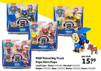 Aanbiedingen Paw patrol big truck pups hero pups chase - Spin Master - Geldig van 01/10/2022 tot 05/12/2022 bij Intertoys