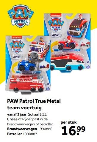 Aanbiedingen Paw patrol true metal team voertuig brandweerwagen - Spin Master - Geldig van 01/10/2022 tot 05/12/2022 bij Intertoys