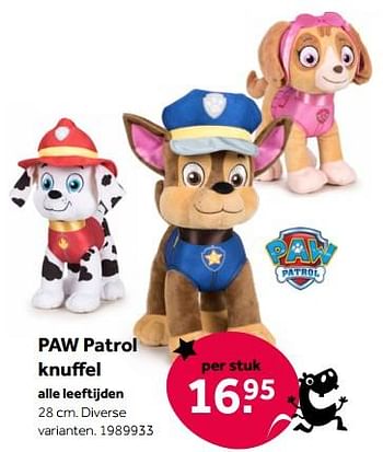 Aanbiedingen Paw patrol knuffel - Spin Master - Geldig van 01/10/2022 tot 05/12/2022 bij Intertoys
