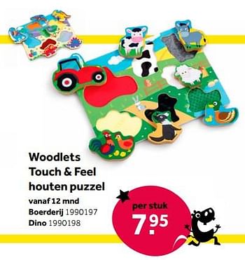 Aanbiedingen Woodlets touch + feel houten puzzel - Woodlets - Geldig van 01/10/2022 tot 05/12/2022 bij Intertoys