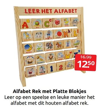 Aanbiedingen Alfabet rek met platte blokjes - Huismerk - Boekenvoordeel - Geldig van 15/10/2022 tot 25/10/2022 bij Boekenvoordeel