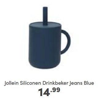 Aanbiedingen Jollein siliconen drinkbeker jeans blue - Jollein - Geldig van 16/10/2022 tot 22/10/2022 bij Baby & Tiener Megastore