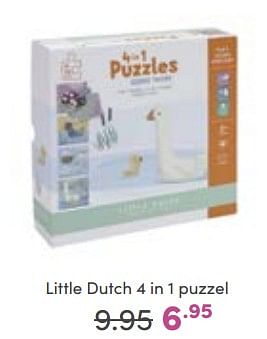 Aanbiedingen Little dutch 4 in 1 puzzel - Little Dutch - Geldig van 16/10/2022 tot 22/10/2022 bij Baby & Tiener Megastore