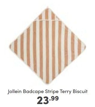 Aanbiedingen Jollein badcape stripe terry biscuit - Jollein - Geldig van 16/10/2022 tot 22/10/2022 bij Baby & Tiener Megastore