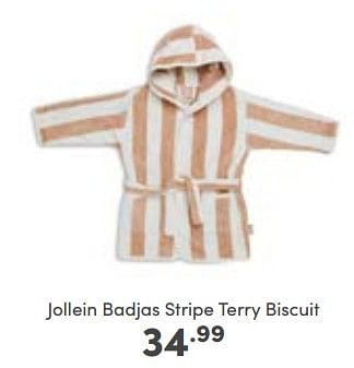 Aanbiedingen Jollein badjas stripe terry biscuit - Jollein - Geldig van 16/10/2022 tot 22/10/2022 bij Baby & Tiener Megastore