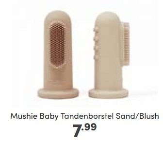 Aanbiedingen Mushie baby tandenborstel sand-blush - Mushie - Geldig van 16/10/2022 tot 22/10/2022 bij Baby & Tiener Megastore