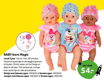Aanbiedingen Baby born magic meisje met blauwe ogen - Baby Born - Geldig van 01/10/2022 tot 05/12/2022 bij Intertoys