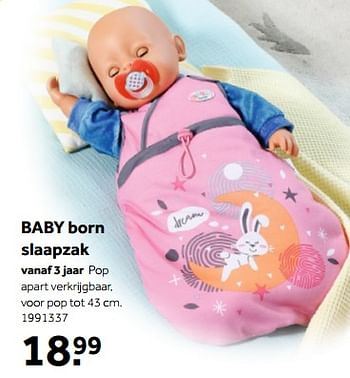 Aanbiedingen Baby born slaapzak - Baby Born - Geldig van 01/10/2022 tot 05/12/2022 bij Intertoys