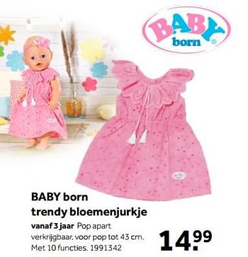 Aanbiedingen Baby born trendy bloemenjurkje - Baby Born - Geldig van 01/10/2022 tot 05/12/2022 bij Intertoys