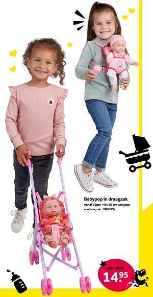 Aanbiedingen Babypop in draagzak - Huismerk - Intertoys - Geldig van 01/10/2022 tot 05/12/2022 bij Intertoys