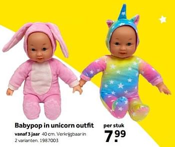 Aanbiedingen Babypop in unicorn outfit - Huismerk - Intertoys - Geldig van 01/10/2022 tot 05/12/2022 bij Intertoys
