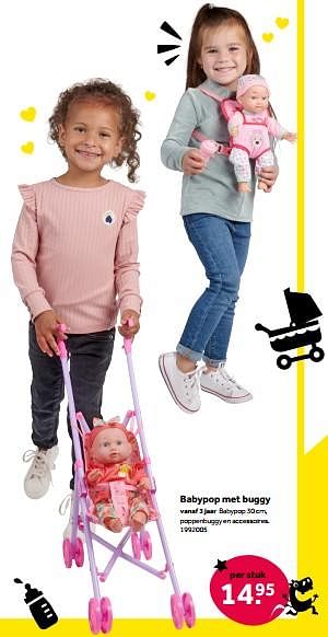 Aanbiedingen Babypop met buggy - Huismerk - Intertoys - Geldig van 01/10/2022 tot 05/12/2022 bij Intertoys
