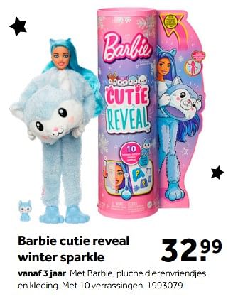 Aanbiedingen Barbie cutie reveal winter sparkle - Mattel - Geldig van 01/10/2022 tot 05/12/2022 bij Intertoys