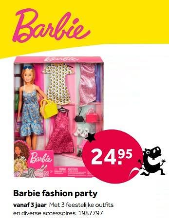 Aanbiedingen Barbie fashion party - Mattel - Geldig van 01/10/2022 tot 05/12/2022 bij Intertoys