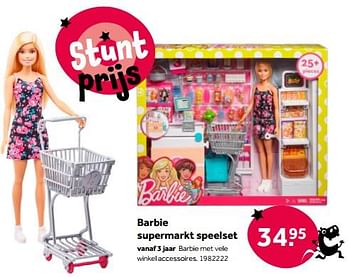 Aanbiedingen Barbie supermarkt speelset - Mattel - Geldig van 01/10/2022 tot 05/12/2022 bij Intertoys