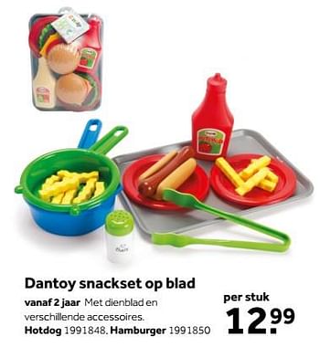 Aanbiedingen Dantoy snackset op blad hotdog - Dantoy - Geldig van 01/10/2022 tot 05/12/2022 bij Intertoys