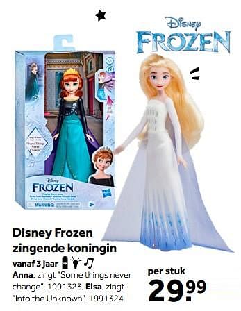 Aanbiedingen Disney frozen zingende koningin anna - Hasbro - Geldig van 01/10/2022 tot 05/12/2022 bij Intertoys