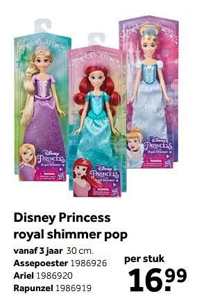 Aanbiedingen Disney princess royal shimmer pop assepoester - Hasbro - Geldig van 01/10/2022 tot 05/12/2022 bij Intertoys