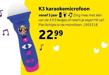 Aanbiedingen K3 karaokemicrofoon - K3 - Geldig van 01/10/2022 tot 05/12/2022 bij Intertoys