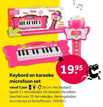 Aanbiedingen Keybord en karaoke microfoon set - Bontempi - Geldig van 01/10/2022 tot 05/12/2022 bij Intertoys