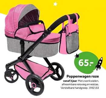 Aanbiedingen Poppenwagen roze - Huismerk - Intertoys - Geldig van 01/10/2022 tot 05/12/2022 bij Intertoys