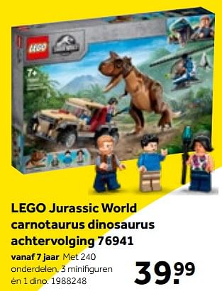 Aanbiedingen Lego jurassic world carnotaurus dinosaurus achtervolging 76941 - Lego - Geldig van 01/10/2022 tot 05/12/2022 bij Intertoys