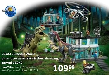 Aanbiedingen Lego jurassic world giganotosaurussen + therizinosaurus aanval 76949 - Lego - Geldig van 01/10/2022 tot 05/12/2022 bij Intertoys
