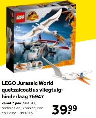 Aanbiedingen Lego jurassic world quetzalcoatlus vliegtuighinderlaag 76947 - Lego - Geldig van 01/10/2022 tot 05/12/2022 bij Intertoys