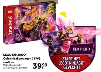 Aanbiedingen Lego ninjago cole’s drakenwagen 71769 - Lego - Geldig van 01/10/2022 tot 05/12/2022 bij Intertoys
